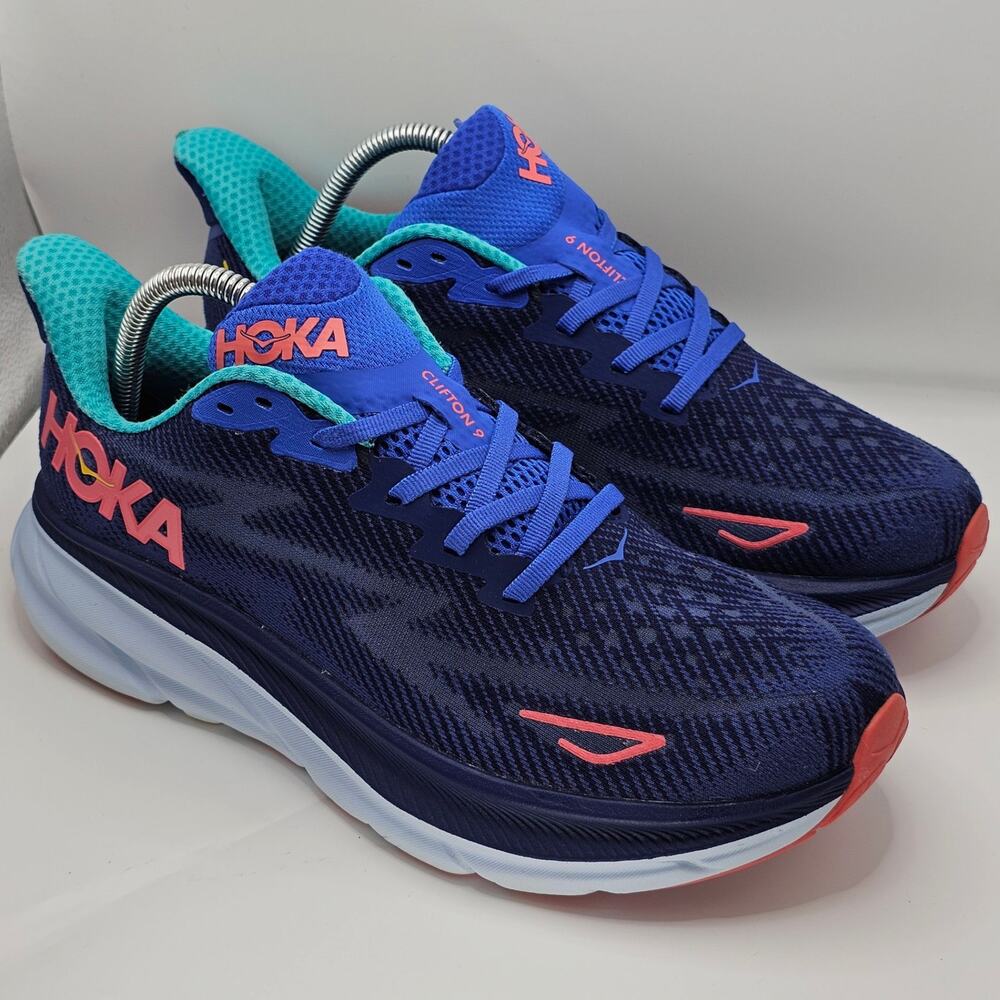 Hoka One One Clifton 9 Bellwether Blue Ceramic Womens 9.5B UK 8 Running Shoes